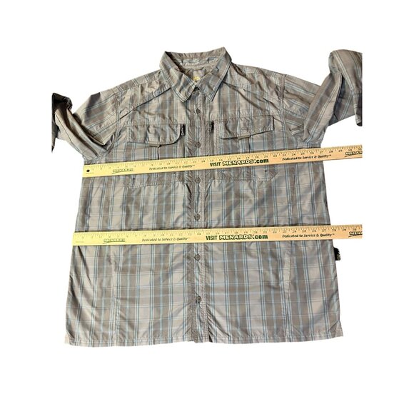 Cabela’s Guidewear Shirt Men’s 2XL Gray Blue Plaid Nylon UPF 50 Fishing Hiking - Picture 10 of 16